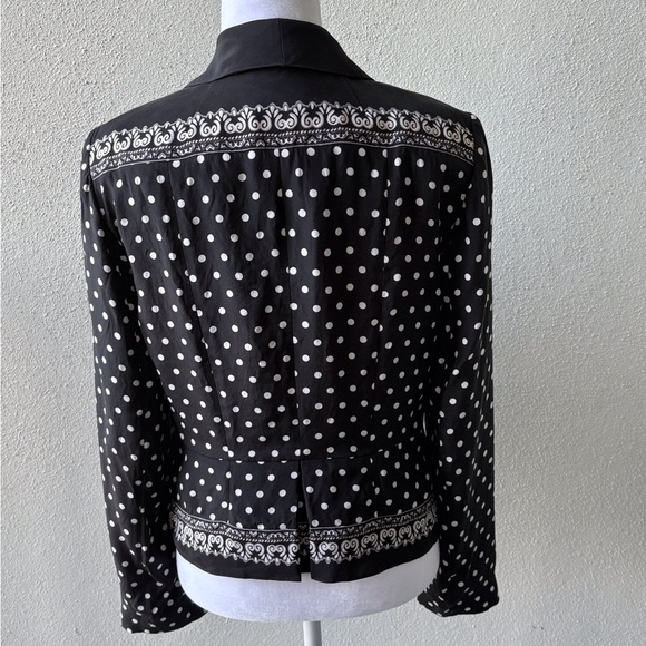 White House Black Market Jacket Size 8 Black/White Polka Dot Silk Career Office - Picture 11 of 15